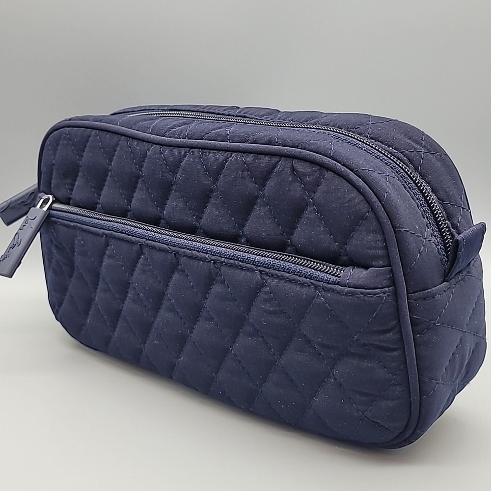 Vera‎ Bradley Quilted Cosmetic Travel Bag Navy Blue Toiletry Make-Up - Picture 3 of 13